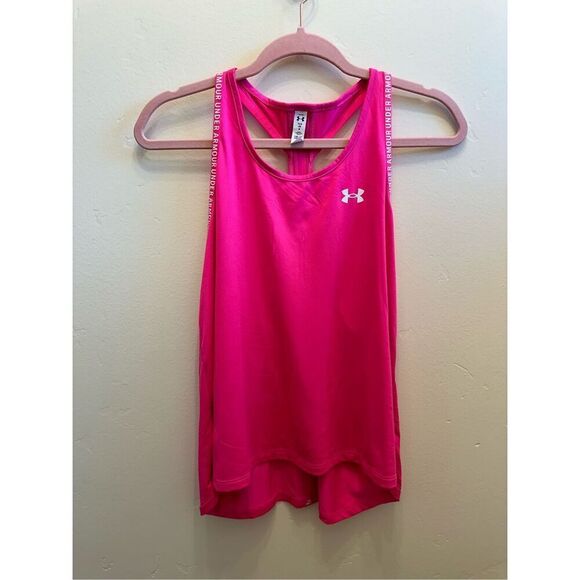 Under Armour Pink T Back Athletic Work Out Top Shirt Size Youth Large - Picture 2 of 4